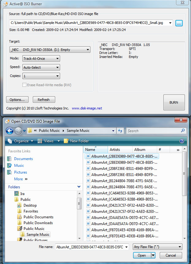 Enter full path to the ISO image file